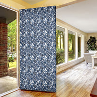 Hibiscus Bloom Island Tribal Waves Door Cover Blue Polynesian Pattern LT01 - Polynesian Pride
