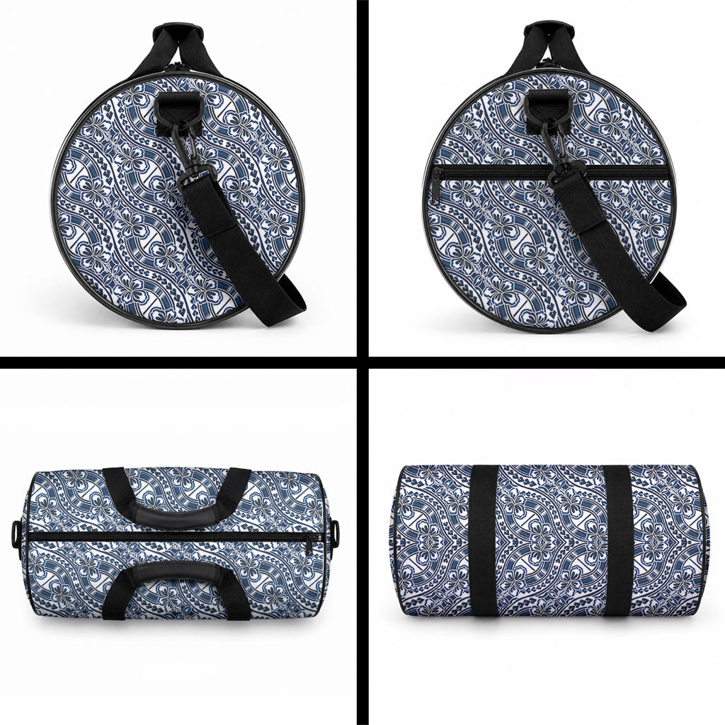Hibiscus Bloom Island Tribal Waves Duffle Bag Blue Polynesian Pattern LT01 - Polynesian Pride