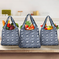 Hibiscus Bloom Island Tribal Waves Grocery Bag Blue Polynesian Pattern LT01 3-pack One Size Blue - Polynesian Pride