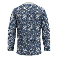 Hibiscus Bloom Island Tribal Waves Hockey Jersey Blue Polynesian Pattern LT01 - Polynesian Pride