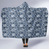 Hibiscus Bloom Island Tribal Waves Hooded Blanket Blue Polynesian Pattern LT01 One Size Blue - Polynesian Pride