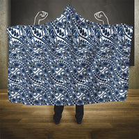 Hibiscus Bloom Island Tribal Waves Hooded Blanket Blue Polynesian Pattern LT01 - Polynesian Pride