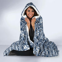 Hibiscus Bloom Island Tribal Waves Hooded Blanket Blue Polynesian Pattern LT01 - Polynesian Pride