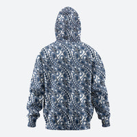 Hibiscus Bloom Island Tribal Waves Hoodie Blue Polynesian Pattern LT01 - Polynesian Pride