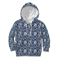Hibiscus Bloom Island Tribal Waves Kid Hoodie Blue Polynesian Pattern LT01 Hoodie Blue - Polynesian Pride