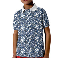 Hibiscus Bloom Island Tribal Waves Kid Polo Shirt Blue Polynesian Pattern LT01 Kid Blue - Polynesian Pride