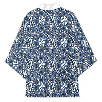 Hibiscus Bloom Island Tribal Waves Kimono Blue Polynesian Pattern LT01 - Polynesian Pride