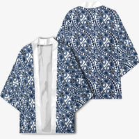 Hibiscus Bloom Island Tribal Waves Kimono Blue Polynesian Pattern LT01 - Polynesian Pride