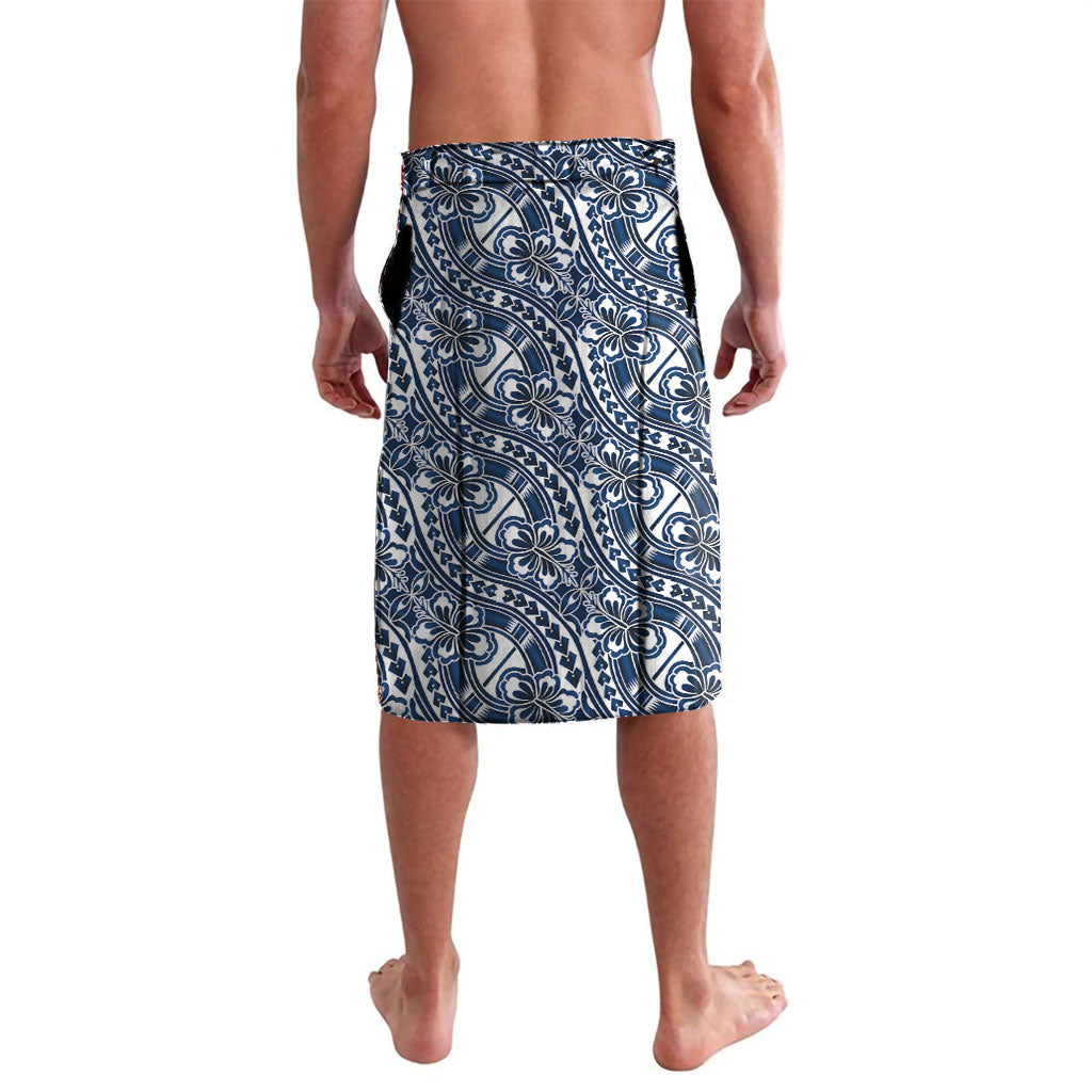 Hibiscus Bloom Island Tribal Waves Lavalava Blue Polynesian Pattern LT01 - Polynesian Pride