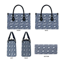 Hibiscus Bloom Island Tribal Waves Leather Bag Blue Polynesian Pattern LT01 - Polynesian Pride