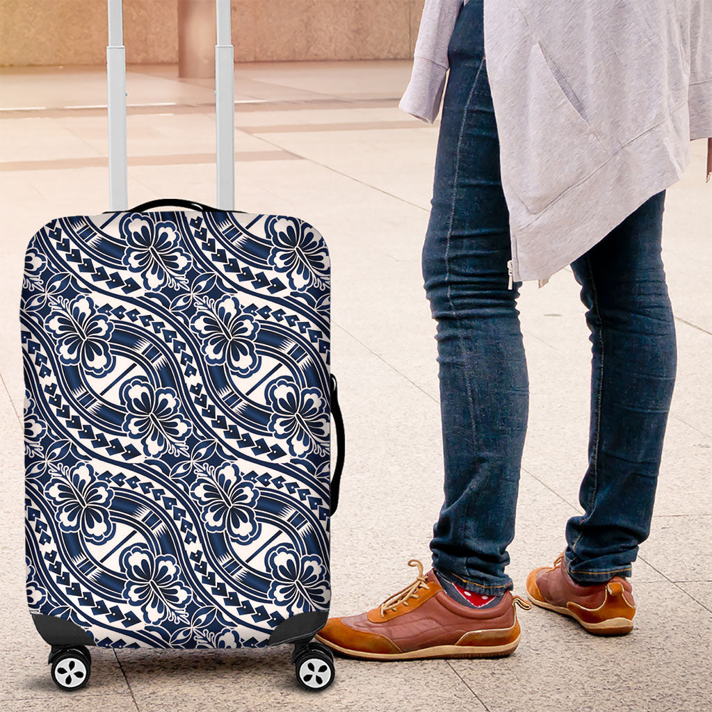 Hibiscus Bloom Island Tribal Waves Luggage Cover Blue Polynesian Pattern LT01 Blue - Polynesian Pride