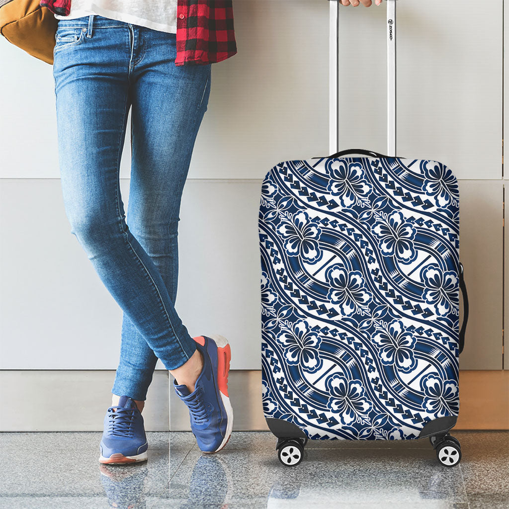 Hibiscus Bloom Island Tribal Waves Luggage Cover Blue Polynesian Pattern LT01 - Polynesian Pride