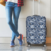 Hibiscus Bloom Island Tribal Waves Luggage Cover Blue Polynesian Pattern LT01 - Polynesian Pride