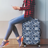 Hibiscus Bloom Island Tribal Waves Luggage Cover Blue Polynesian Pattern LT01 - Polynesian Pride