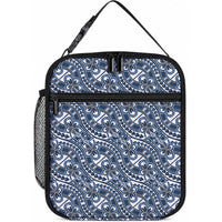 Hibiscus Bloom Island Tribal Waves Lunch Bag Blue Polynesian Pattern LT01 10.2 × 8.3 × 4.3 inch Blue - Polynesian Pride
