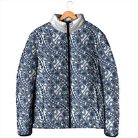 Hibiscus Bloom Island Tribal Waves Padded Jacket Blue Polynesian Pattern LT01 - Polynesian Pride