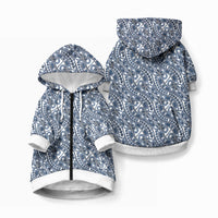 Hibiscus Bloom Island Tribal Waves Pet Hoodie Blue Polynesian Pattern LT01 Zip-up Blue - Polynesian Pride