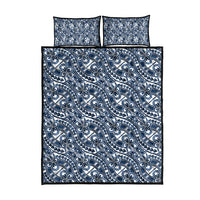 Hibiscus Bloom Island Tribal Waves Quilt Bed Set Blue Polynesian Pattern LT01 - Polynesian Pride