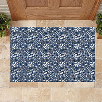Hibiscus Bloom Island Tribal Waves Rubber Doormat Blue Polynesian Pattern LT01 Blue - Polynesian Pride