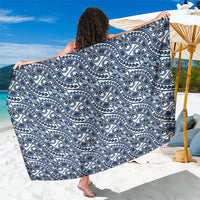 Hibiscus Bloom Island Tribal Waves Sarong Blue Polynesian Pattern LT01 One Size 44 x 66 inches Blue - Polynesian Pride