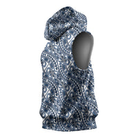 Hibiscus Bloom Island Tribal Waves Sleeveless Hoodie Blue Polynesian Pattern LT01 - Polynesian Pride