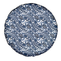 Hibiscus Bloom Island Tribal Waves Spare Tire Cover Blue Polynesian Pattern LT01 - Polynesian Pride