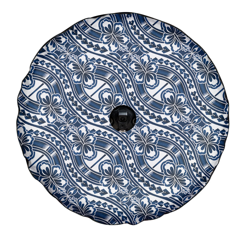 Hibiscus Bloom Island Tribal Waves Spare Tire Cover Blue Polynesian Pattern LT01 - Polynesian Pride