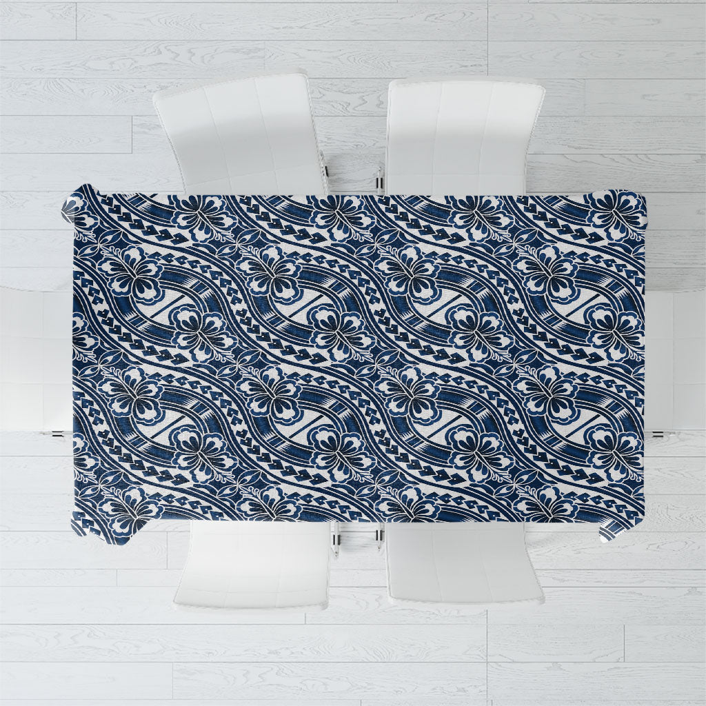 Hibiscus Bloom Island Tribal Waves Tablecloth Blue Polynesian Pattern LT01 Blue - Polynesian Pride
