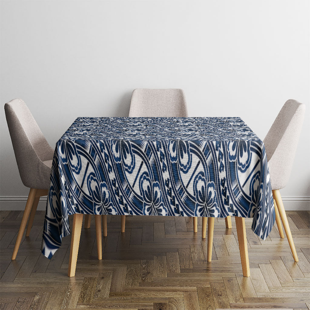 Hibiscus Bloom Island Tribal Waves Tablecloth Blue Polynesian Pattern LT01 - Polynesian Pride