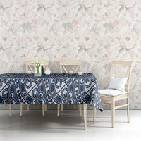 Hibiscus Bloom Island Tribal Waves Tablecloth Blue Polynesian Pattern LT01 - Polynesian Pride