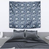 Hibiscus Bloom Island Tribal Waves Tapestry Blue Polynesian Pattern LT01 - Polynesian Pride
