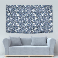 Hibiscus Bloom Island Tribal Waves Tapestry Blue Polynesian Pattern LT01 - Polynesian Pride