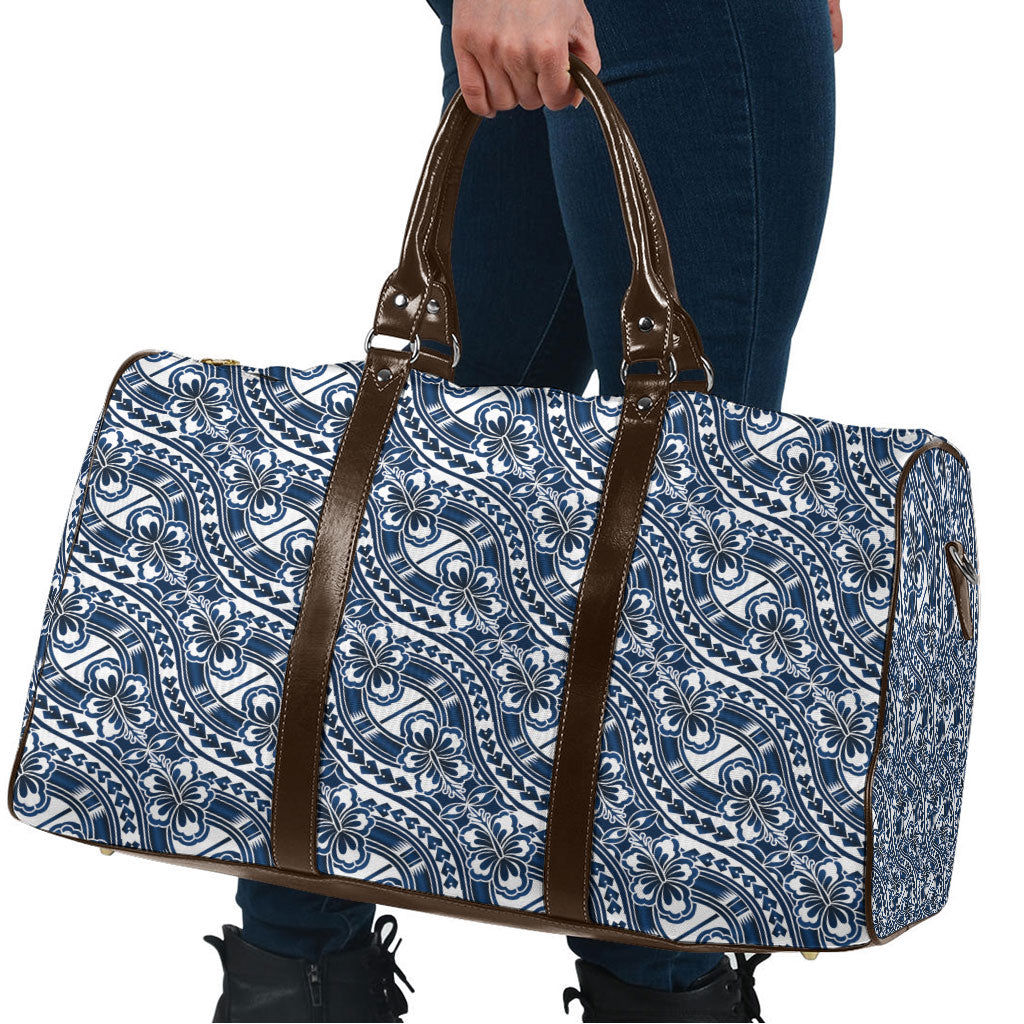 Hibiscus Bloom Island Tribal Waves Travel Bag Blue Polynesian Pattern LT01 - Polynesian Pride