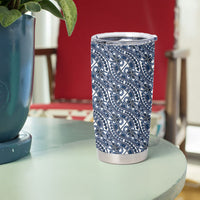 Hibiscus Bloom Island Tribal Waves Tumbler Cup Blue Polynesian Pattern LT01 - Polynesian Pride