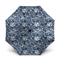 Hibiscus Bloom Island Tribal Waves Umbrella Blue Polynesian Pattern LT01 One Size Folded 11.42 inch Opened Diameter 37.4 inch Blue - Polynesian Pride
