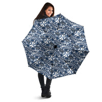 Hibiscus Bloom Island Tribal Waves Umbrella Blue Polynesian Pattern LT01 - Polynesian Pride