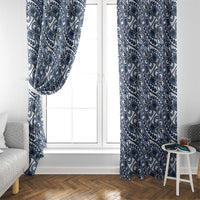 Hibiscus Bloom Island Tribal Waves Window Curtain Blue Polynesian Pattern LT01 - Polynesian Pride