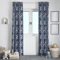 Hibiscus Bloom Island Tribal Waves Window Curtain Blue Polynesian Pattern LT01 - Polynesian Pride