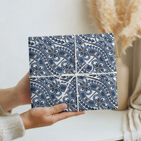 Hibiscus Bloom Island Tribal Waves Wrapping Paper Blue Polynesian Pattern LT01 - Polynesian Pride