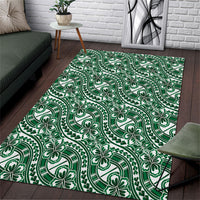 Hibiscus Bloom Island Tribal Waves Area Rug Green Polynesian Pattern LT01 Green - Polynesian Pride