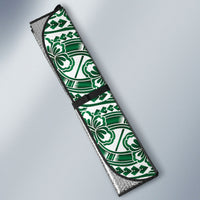 Hibiscus Bloom Island Tribal Waves Auto Sun Shade Green Polynesian Pattern LT01 - Polynesian Pride