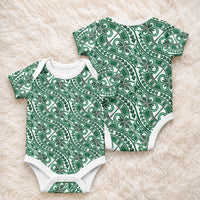 Hibiscus Bloom Island Tribal Waves Baby Onesie Green Polynesian Pattern LT01 - Polynesian Pride