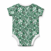 Hibiscus Bloom Island Tribal Waves Baby Onesie Green Polynesian Pattern LT01 - Polynesian Pride