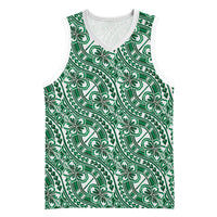 Hibiscus Bloom Island Tribal Waves Basketball Jersey Green Polynesian Pattern LT01 Unisex Green - Polynesian Pride
