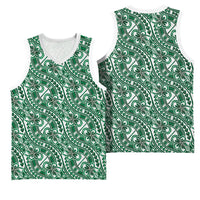 Hibiscus Bloom Island Tribal Waves Basketball Jersey Green Polynesian Pattern LT01 - Polynesian Pride