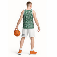 Hibiscus Bloom Island Tribal Waves Basketball Jersey Green Polynesian Pattern LT01 - Polynesian Pride