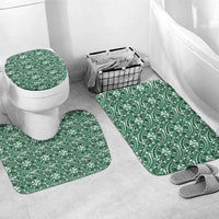 Hibiscus Bloom Island Tribal Waves Bathroom Set Green Polynesian Pattern LT01 Mat Set Only (3 pcs) One Size Green - Polynesian Pride