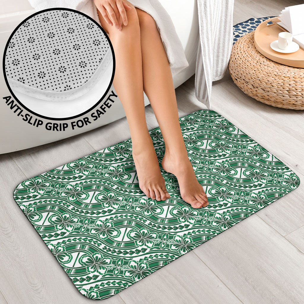 Hibiscus Bloom Island Tribal Waves Bathroom Set Green Polynesian Pattern LT01 - Polynesian Pride