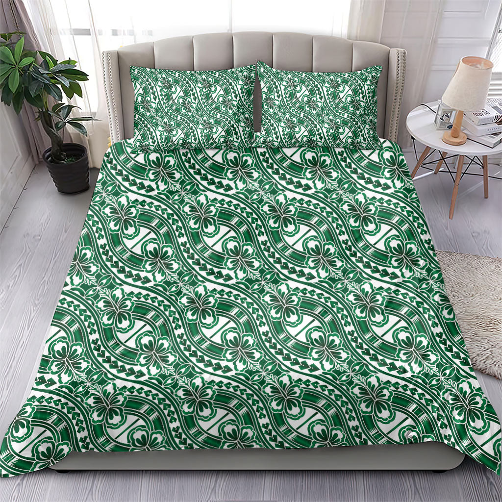 Hibiscus Bloom Island Tribal Waves Bedding Set Green Polynesian Pattern LT01 - Polynesian Pride