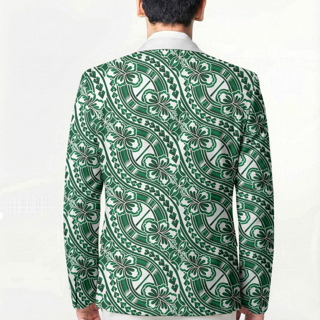 Hibiscus Bloom Island Tribal Waves Blazer Green Polynesian Pattern LT01 - Polynesian Pride